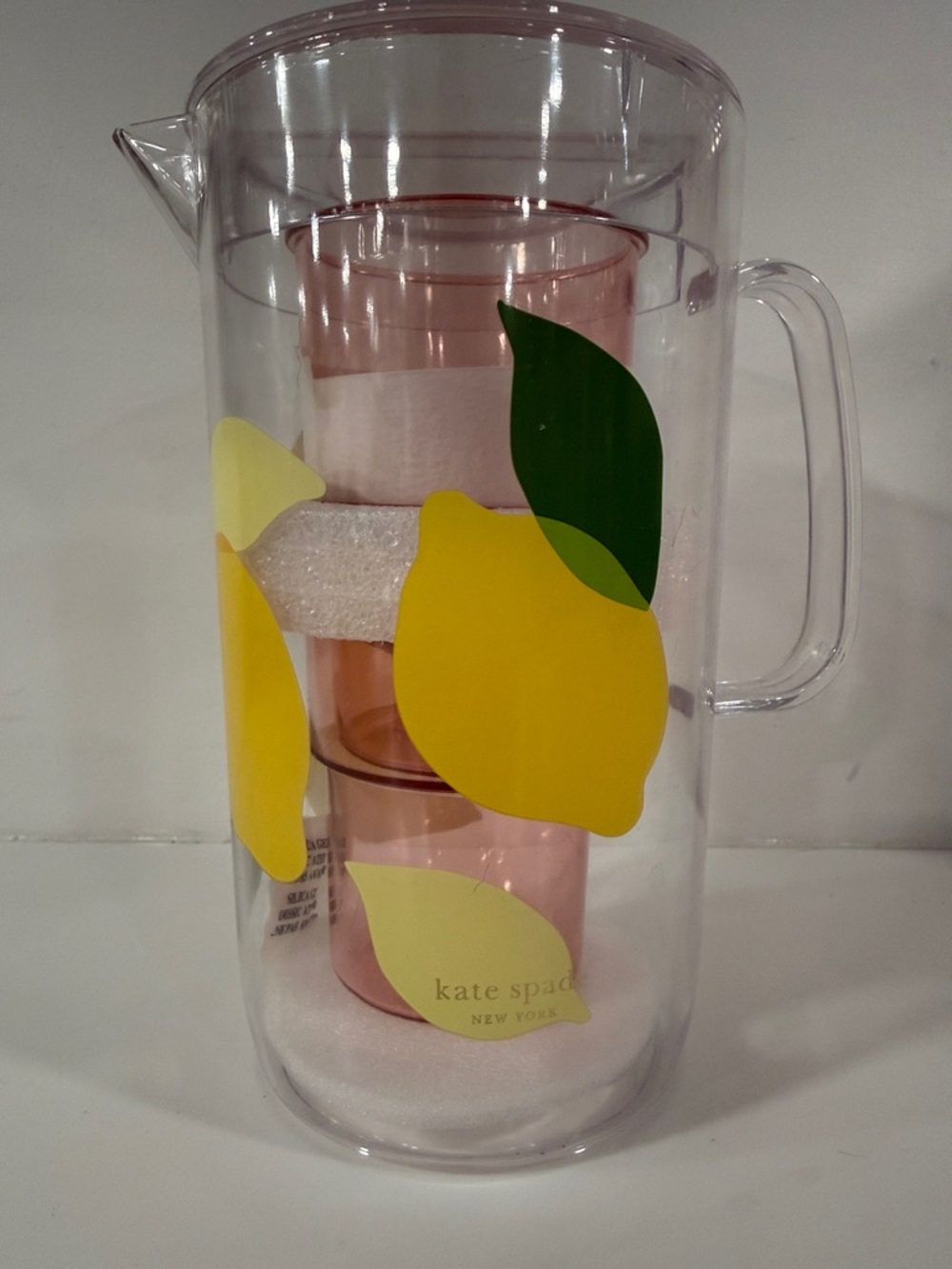 Kate Spade Lemon Acrylic Pitcher with Tumblers